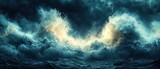 Ocean's Fury: A Dramatic Seascape of Tempestuous Waves under a Dark Sky