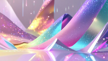 Wall Mural - enchanted glitter landscape: a dreamlike digital artwork