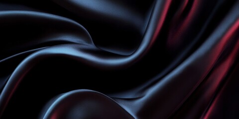 Canvas Print - elegant black abstract backdrop featuring waves of velvet material, enhancing motion and luxury feel