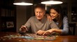 © Leo - Piecing It All Together: A Joyful Father and Daughter Bonding Over a Jigsaw Puzzle.