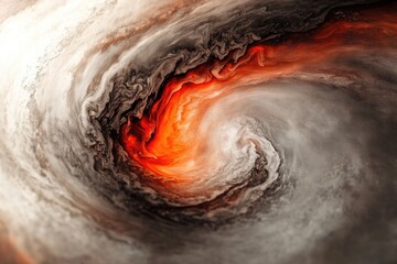 Wall Mural - abstract swirling vortex of fiery orange and cool grey, resembling a cosmic nebula or fluid dynamics