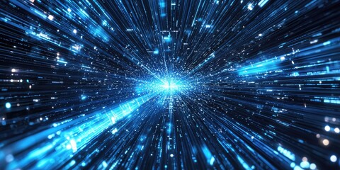 Wall Mural - high-speed data transfer beams in cyberspace stock photo