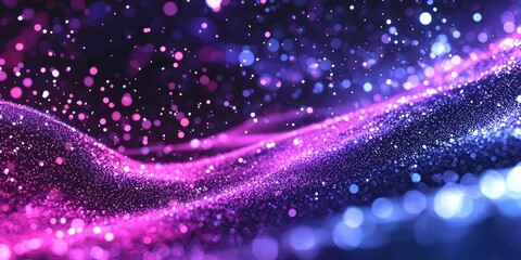 Wall Mural - ultraviolet tech background with neon particles and motion trails stock photo