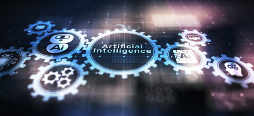 Wall Mural - ai artificial intelligence, machine learning, big data analysis and automation technology in busines