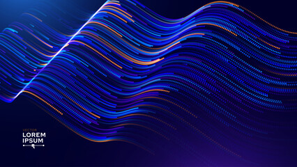 Cyber Big Data Flow Particles Bokeh. Digital Neural Network. Concept of AI Artificial Intelligence Technology Machine Deep Learning. Digital Communication. Science Technology Presentation Vector.