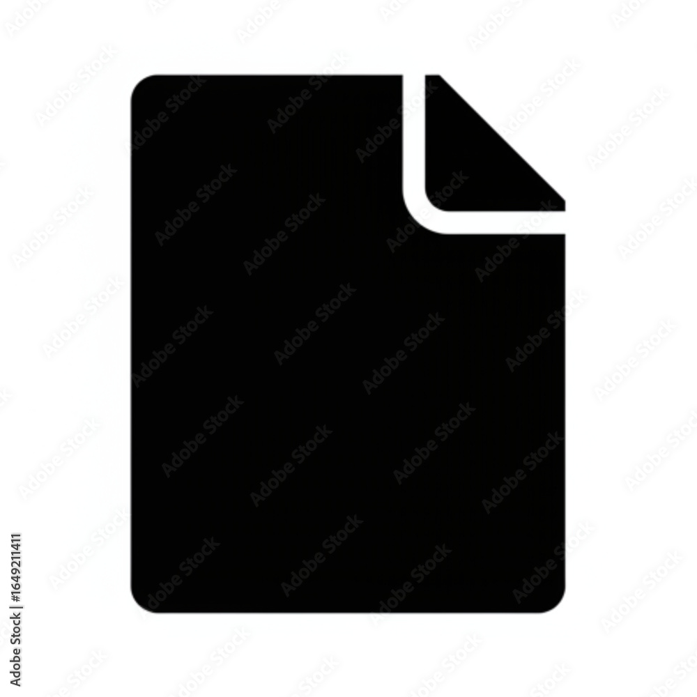 Simple black document icon with a folded corner, representing ...