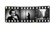 © Tezar - Classic Hollywood glamour, mysterious street scene, and New York City streetscape, depicted on a film strip.