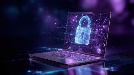 a laptop with a digital padlock on the screen