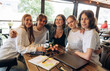 © standret - Papers, document, laptop, education concept. Group of young friends are in the cafe restaurant