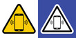© bibin - Bold yellow and black triangular fire hazard warning sign with Phone vibration icon