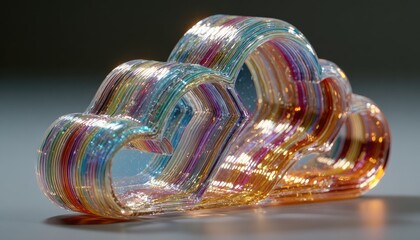 Multi-colored, iridescent cloud-shaped object