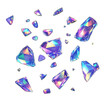 © PNG world - Scattered iridescent holographic crystals and gems with prismatic rainbow colors, faceted and sharp, isolated on transparent background