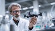 © Justlight - Senior male scientist examining a small quadcopter drone in a modern research laboratory, exploring the potential applications of unmanned aerial vehicles in scientific research
