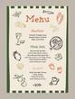 © DesignThatMatters - Elegant vector menu template with food and drinks doodles.