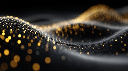 Abstract gold particles on dark wavy surface