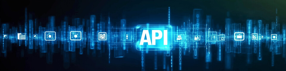 Glowing blue API representing coding structure