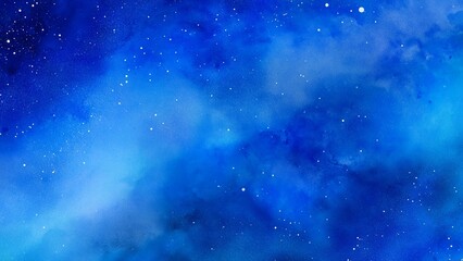 Wall Mural - Watercolor painting of a dark blue night sky with stars