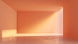 © Jittapon - Minimalistic peach colored room with soft light streaming through off center window, creating serene atmosphere. smooth walls and floor enhance tranquil setting