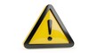 © Baks - Glossy 3D Warning Sign: Yellow Triangle with Black Border, Isolated.