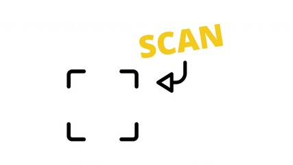 4K animated QR code scanner graphic. clean digital label animation.