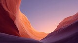 Interior slot canyon at blue hour with indirect sky glow painting smooth walls