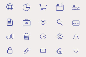 Universal web and mobile app UI line icon set. Vector symbols for user interface design
