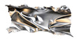 © Maestro - Torn metallic foil with rippled surface and rough edges isolated on white, cut out transparent