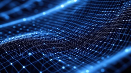 Abstract blue digital network grid