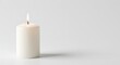 © Yuvarii - A single, lit white candle casting a soft shadow against a plain, light background.