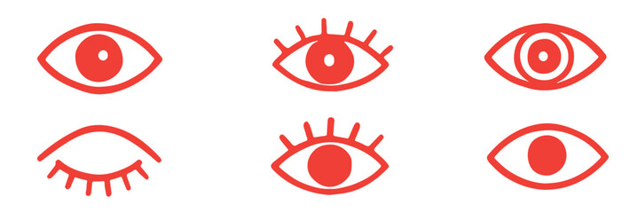 Wall Mural - Eye icon set. See and unsee symbol. Show password, Eyesight symbol. Simple eyes collection. Eye silhouette vector illustration eps 10..