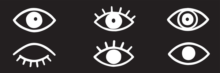 Wall Mural - Eye icon set. See and unsee symbol. Show password, Eyesight symbol. Simple eyes collection. Eye silhouette vector illustration eps 10..