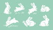 © cheng - A cute and simple collection of white rabbit icons in various poses, representing animals, nature, and a playful aesthetic.