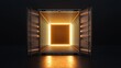 © Ball - 3D render of open shipping container with glowing light coming from inside.