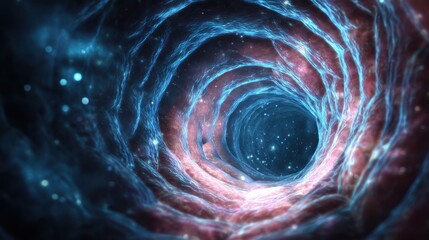 Wall Mural - Light and energy are swirling around a tunnel in interstellar space, creating a mesmerizing spectacle of cosmic beauty and scientific wonder