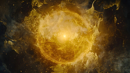 Abstract yellow and black object against a solid background creating intriguing visual balance
