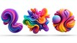 © Pixel Nexus - Abstract Colorful Fluid Sculpture - Set of Three Forms