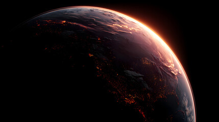Wall Mural - Earth at Night with Glowing Horizon