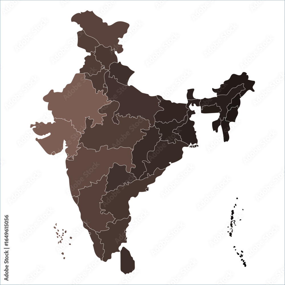 Indian map state coloured, Detailed Political Map of India with All ...