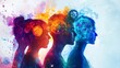 © Rupak - Artistic rendering depicting human minds with abstract gears and watercolor effects in photo style