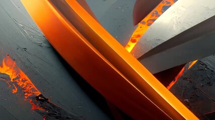 Abstract Orange Forms on Textured Black Background