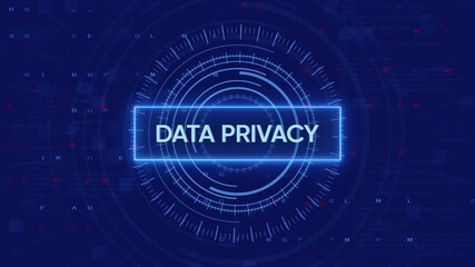 Data privacy concept presented with futuristic digital interface and graphics