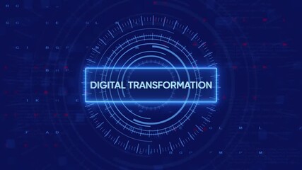 Digital transformation futuristic interface with data analysis and technology display