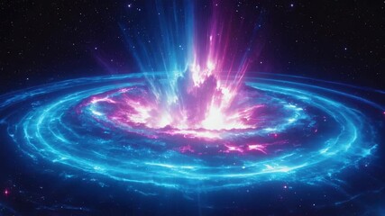 Wall Mural - supernova explosion radiating vibrant pink and blue light, creating a dynamic circular shockwave tha
