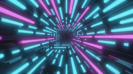 Wall Mural - pink and blue neon lights illuminate a futuristic tunnel, creating a vibrant and dynamic sci-fi corr