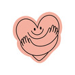 © venimo - Vector logo design template and graphic element for advertising, branding, heart shape and love, funny cartoon illustrations with smiling character, valentine day mascot, self care concept