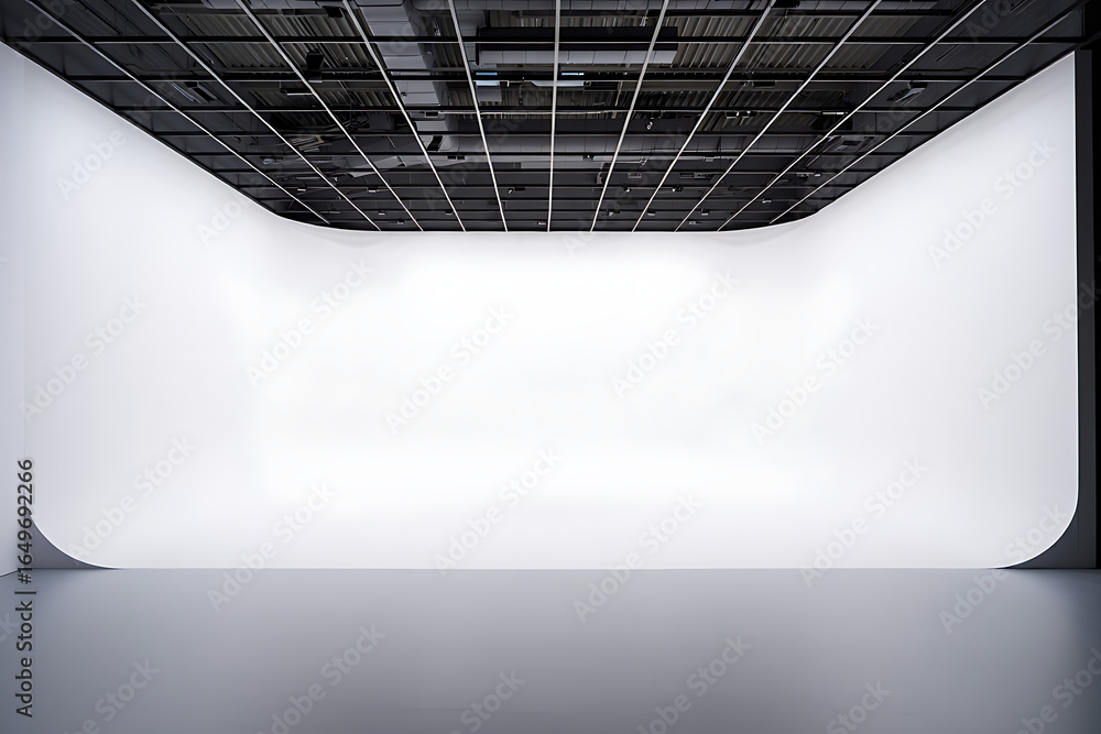 An Empty Professional Photo Studio with a Seamless White Background and ...