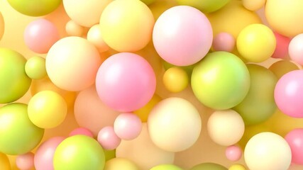 Pastel Spheres Background with Yellow Pink and Green Colors 3d Rendering