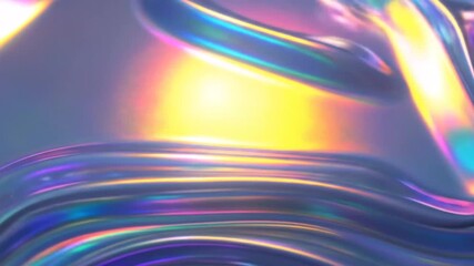Iridescent Abstract Surface with Flowing Holographic Colors