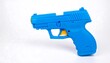 © yoks - Blue plastic toy handgun on a white background.