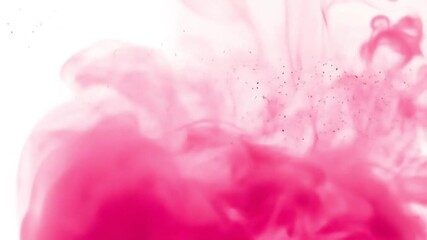 Pink cloud formation on white background with soft edges and diffused light creating a dreamy effect